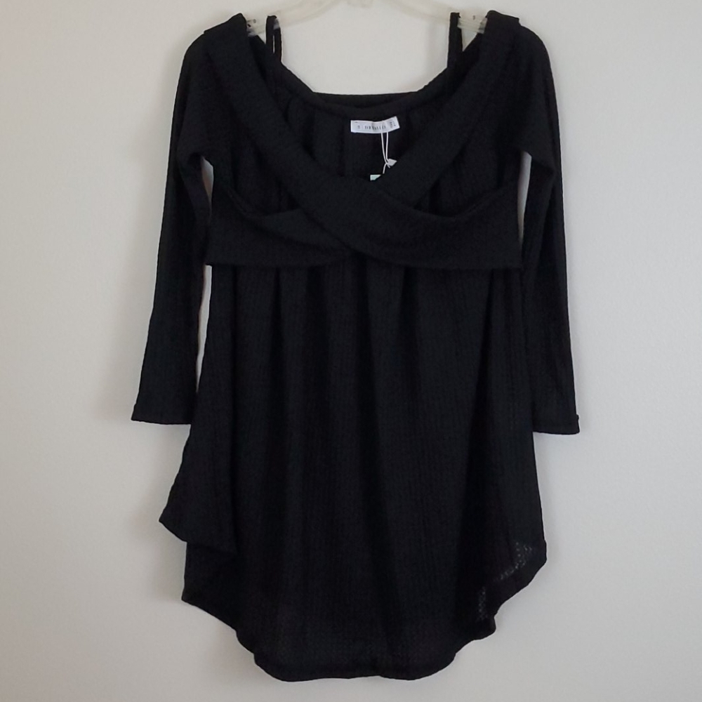 NWT Dressfo Black Peasant Style Long Sleeve Pullover Top S